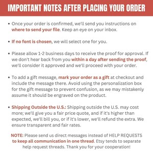 a red and white sign that says important notes after placing your order