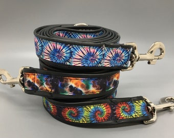 Wide leash- pastel tie dye, galaxy, primary color tie dye