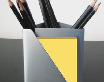 Modern Metal Triangle Asymmetrical Pen/Pencil Cup/Notepad or Business Card Holder