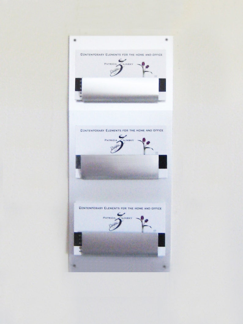 Wall Mount Three Pocket Business Card Holder
