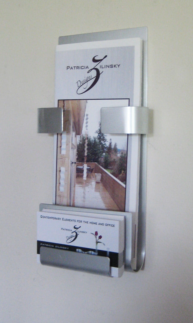 Modern Metal Wall Business Card/brochure Holder Combo Etsy