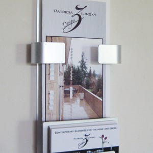 Modern Metal Wall Business Card/Brochure Holder Combo image 1