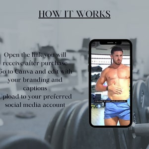 Men's Gym Motivation Reels: Social Media Videos for Canva (Digital Download) image 2