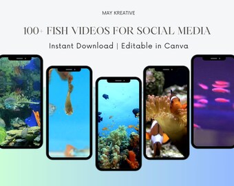 100+ Fish & Sea Life Social Media Videos: Editable Canva Templates (Digital Download)