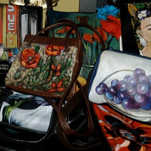 Custom Hand painted painting on any branded designer handbag, Painting only. Painted on YOUR Louis Vuitton LV Handbag Purse Tote