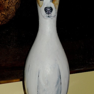 Custom Hand Painted BOWLING PIN with YOUR Dogs pet portrait terrier on it all breeds