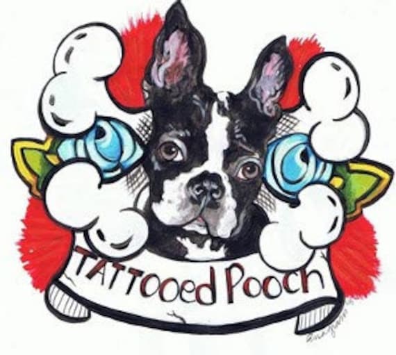 Custom commission skull and blue rose dog portrait Painting 8 x 10 watercolor goauche