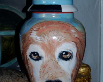 Ceramic burial PET URN Custom large dog urn any breed personalized hound dog