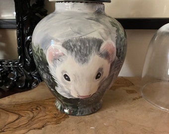 X small CUSTOM burial Pet Urn for ferret, bird, hamster,guinea pig,mini pet PORTRAIT