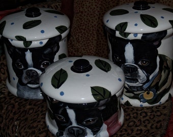 Custom Dog portrait canister set cookie jar 3 pieces