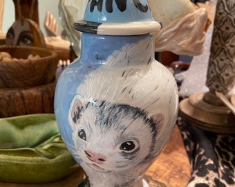 X small CUSTOM burial Pet Urn for ferret, bird, hamster,guinea pig,mini pet PORTRAIT