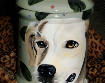 Tattoo Ceramic Doggie treat Canister Cookie jar custom any breed lrge