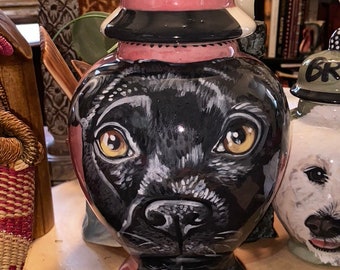 Ceramic burial PET dog URN Custom large dog urn any breed personalized pit bull urn