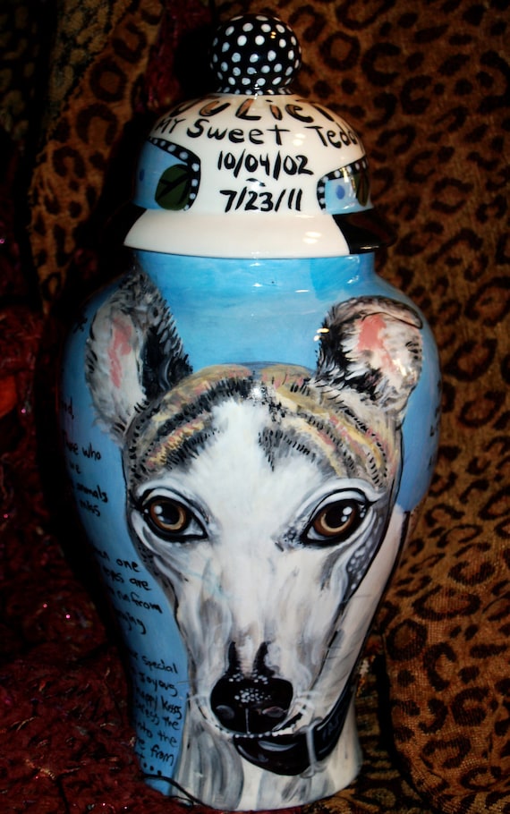 Ceramic Burial PET URN Custom Large Dog Urn Greyhoud Any Breed