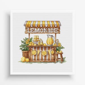 Schemi punto croce limoni in PDF, ricamo per decorazioni d'interni primaverili, file digitale per ricamo vintage scaricabile all'istante, grazioso arredo per la stanza di cura
