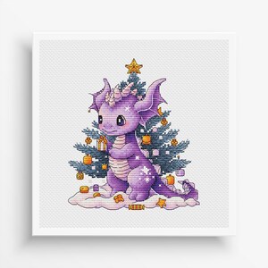 Dragon Cross Stitch Pattern, Christmas Dragon Embroidery Pattern, Santa Dragon Cross Stitch Digital Download PDF