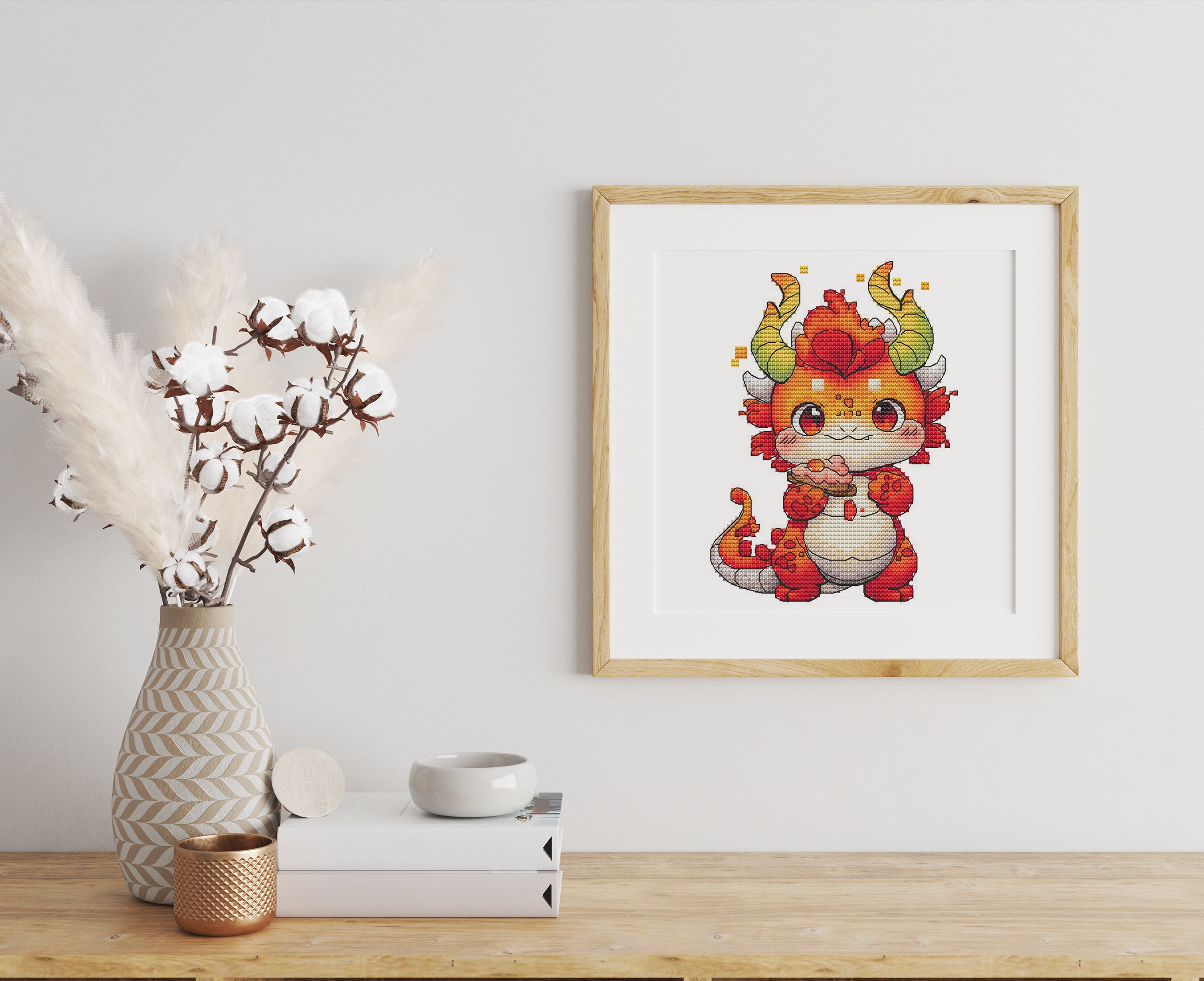 Dragon Cross Stitch Pattern, Fire Dragon, Dragon Embroidery Pattern ...