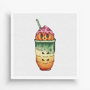 Halloween Cup Cross Stitch Pattern PDF, Scary Halloween Counted Cross Stitch, Halloween Cup Instant Download, Halloween Home Decoration