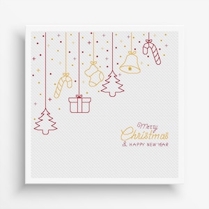 Christmas Cross Stitch Pattern PDF, Merry Christmas Counted Cross Stitch, Christmas ornament Embroidery, Christmas Needlework Design