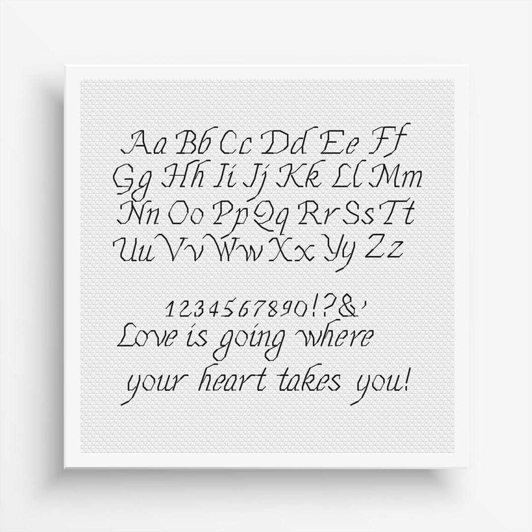 Calligraphy Letters Pattern Calligraphy Alphabet Cross Stitch Pattern PDF, Modern Font Embroidery ...