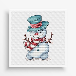 Snowman Cross Stitch Pattern, Snowman Cross stitch pattern, Christmas Cross stitch pattern, Christmas Holiday Needlepoint PDF Winter Friend