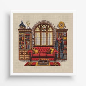 Wizards Bedroom Cross Stitch Pattern, Sorcerers Room Cross Stitch PDF Pattern, Magic Cross Stitch, Magician Cross Stitch