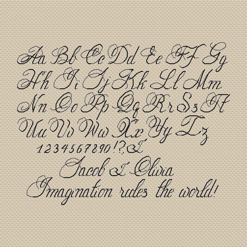 Calligraphy Alphabet Cross Stitch Pattern PDF, Cursive Font Embroidery ...