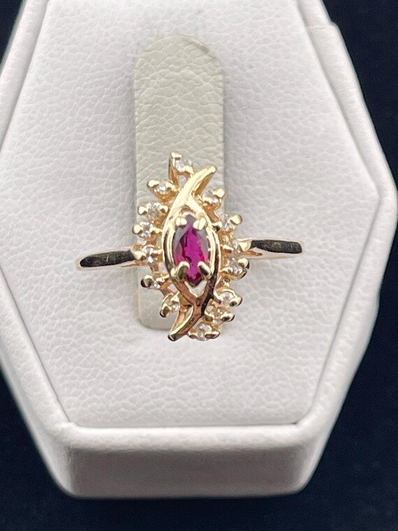 Vintage ruby and diamond statement ring 14 karat … - image 4