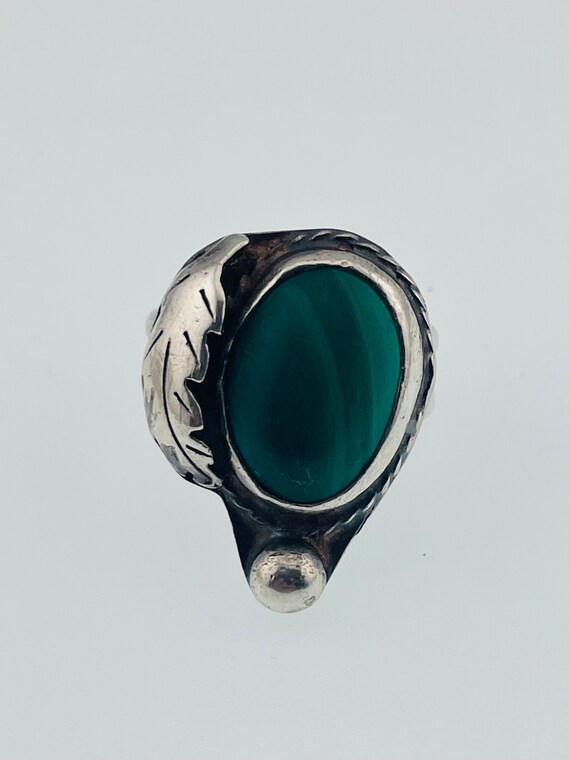 antique Native American Malachite ring Sterling s… - image 5