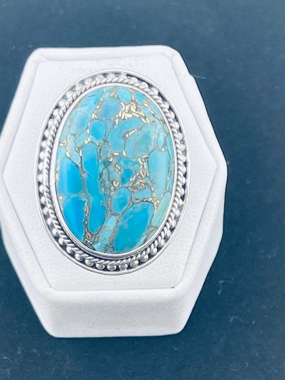 Antique native American, unique, silver, turquoise ring sterling silver