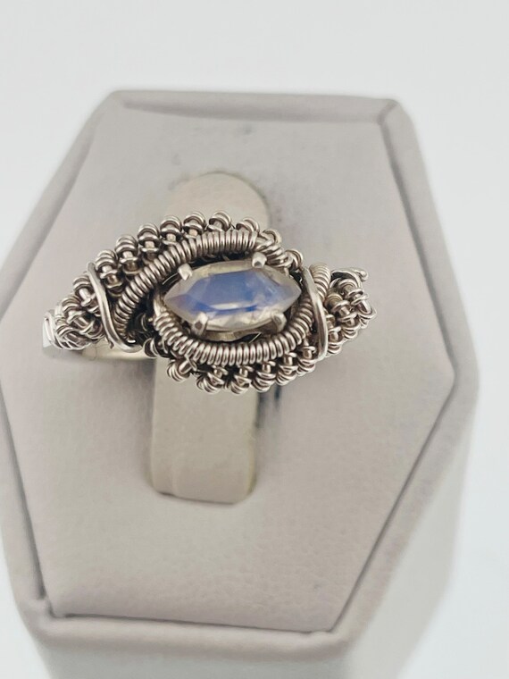 Unique, antique moonstone ring sterling silver