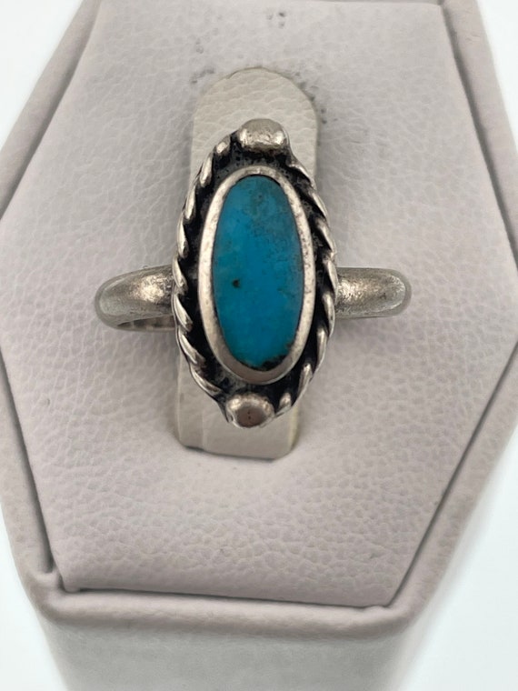 Antique Native American turquoise ring, sterling s