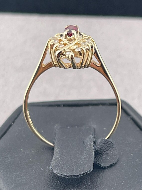 Vintage ruby and diamond statement ring 14 karat … - image 7