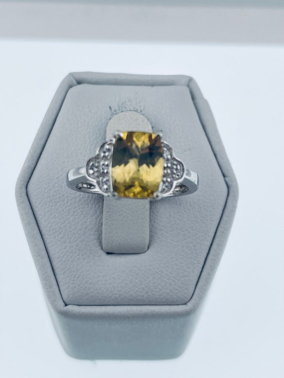 Antique citrine and diamond Ring sterling silver