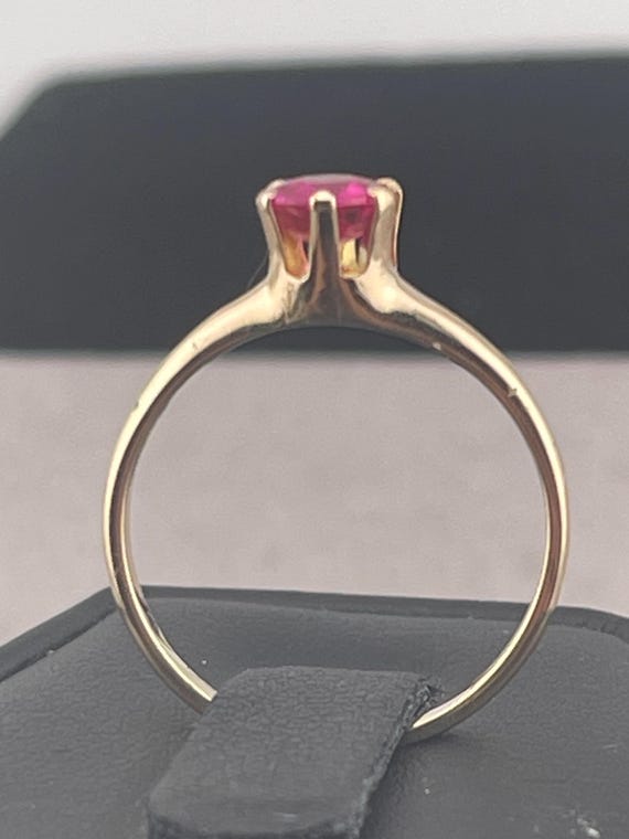 Antique one carat ruby Solitaire ring, 14 karat Y… - image 9