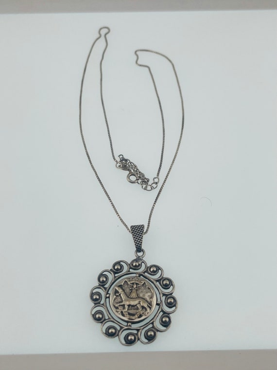 Unique Victorian antique pendant with chain sterli