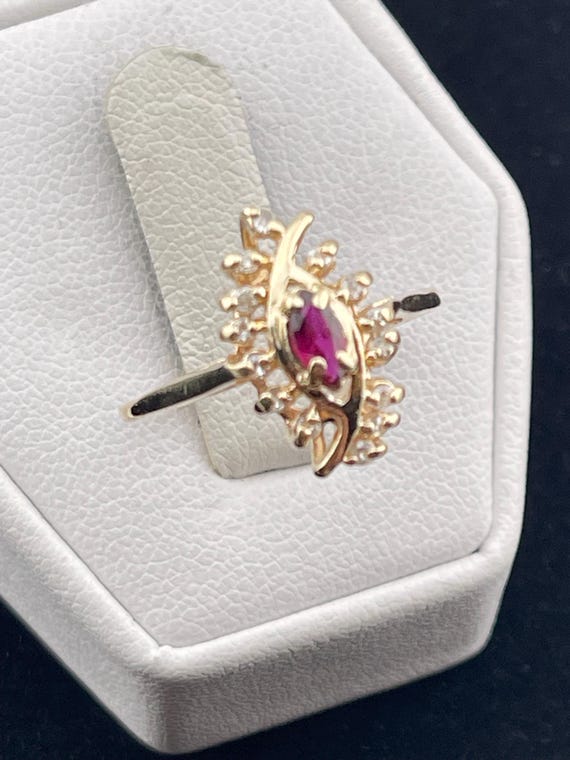 Vintage ruby and diamond statement ring 14 karat … - image 6