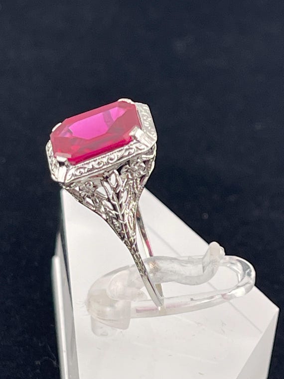 Antique rare 3 carat flat ruby statement, ring 18… - image 8