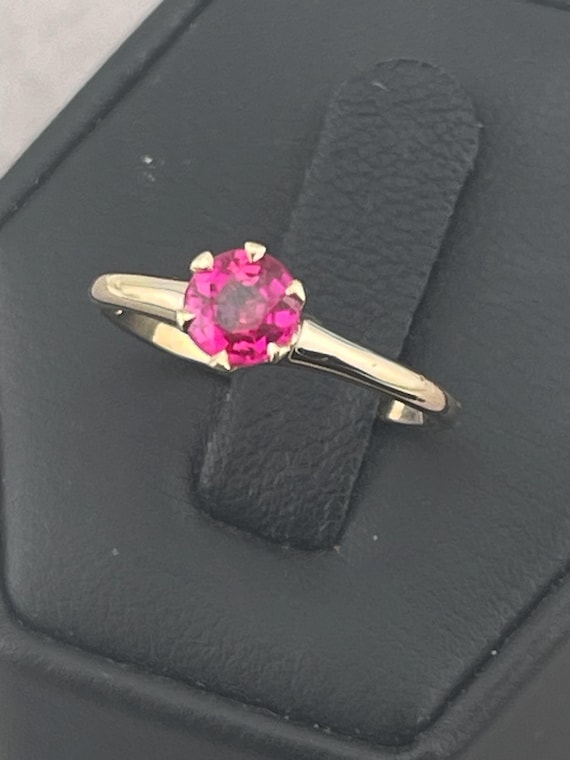 Antique one carat ruby Solitaire ring, 14 karat Y… - image 5