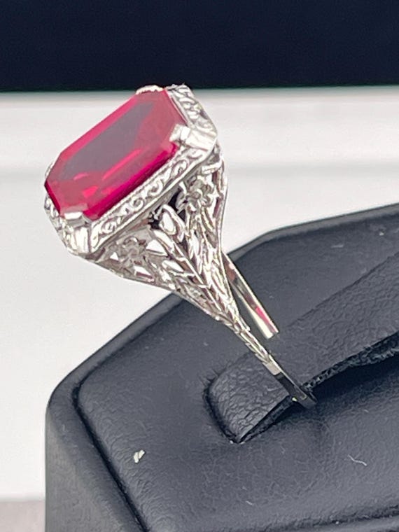 Antique rare 3 carat flat ruby statement, ring 18… - image 7