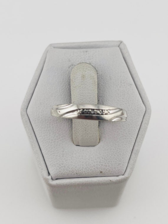 Antique diamond wedding band sterling silver