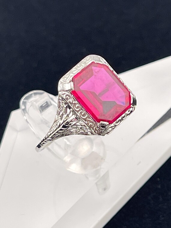 Antique rare 3 carat flat ruby statement, ring 18… - image 11