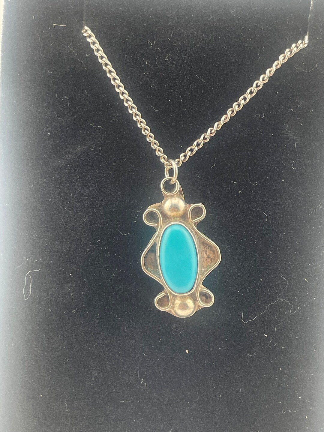 Broche/Pendentif Argent Sterling Et Turquoise - Style Native American Navajo, Occasion