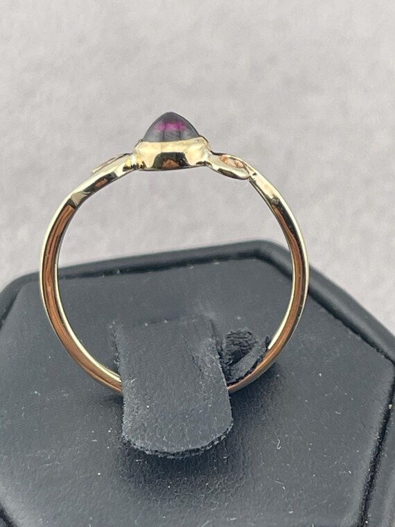 Antique cabochon, Ruby, bypass ring 14 karat yell… - image 7