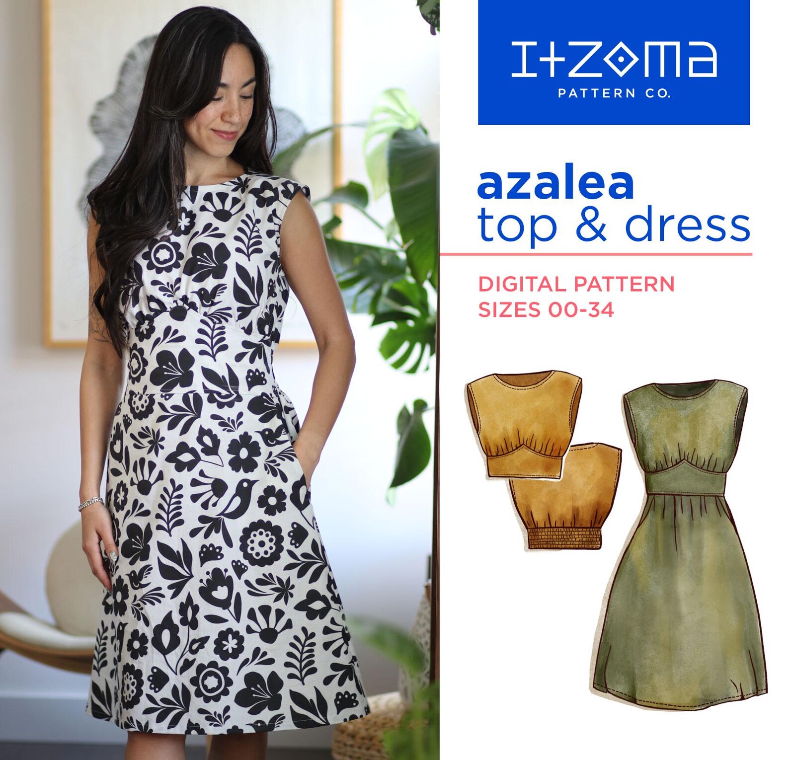 Azalea Top and Dress - Summer Dress, Elegant Top Pattern PDF Sewing ...