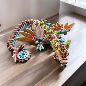 Steampunk Dragon Articulated, 3d printed, fidget dragon with Wings and without