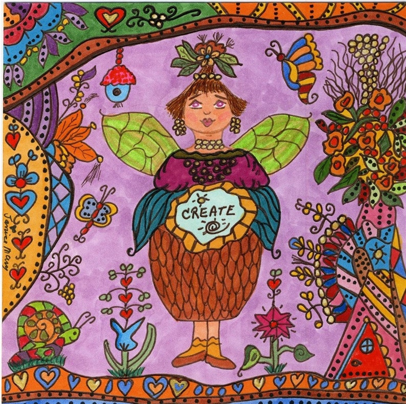 Fairy Print Folk Art CREATE Whimsical Enchantment Magic Etsy