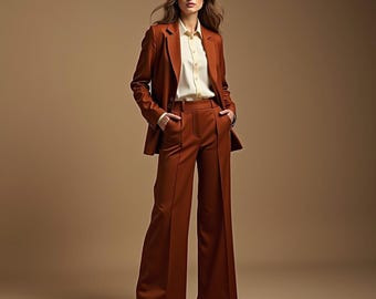 Custom Burnt Copper Women’s Suit | Tailored Business Attire | Elegant Formal Wear | Power Suit | Professional Workwear | Gift for Her