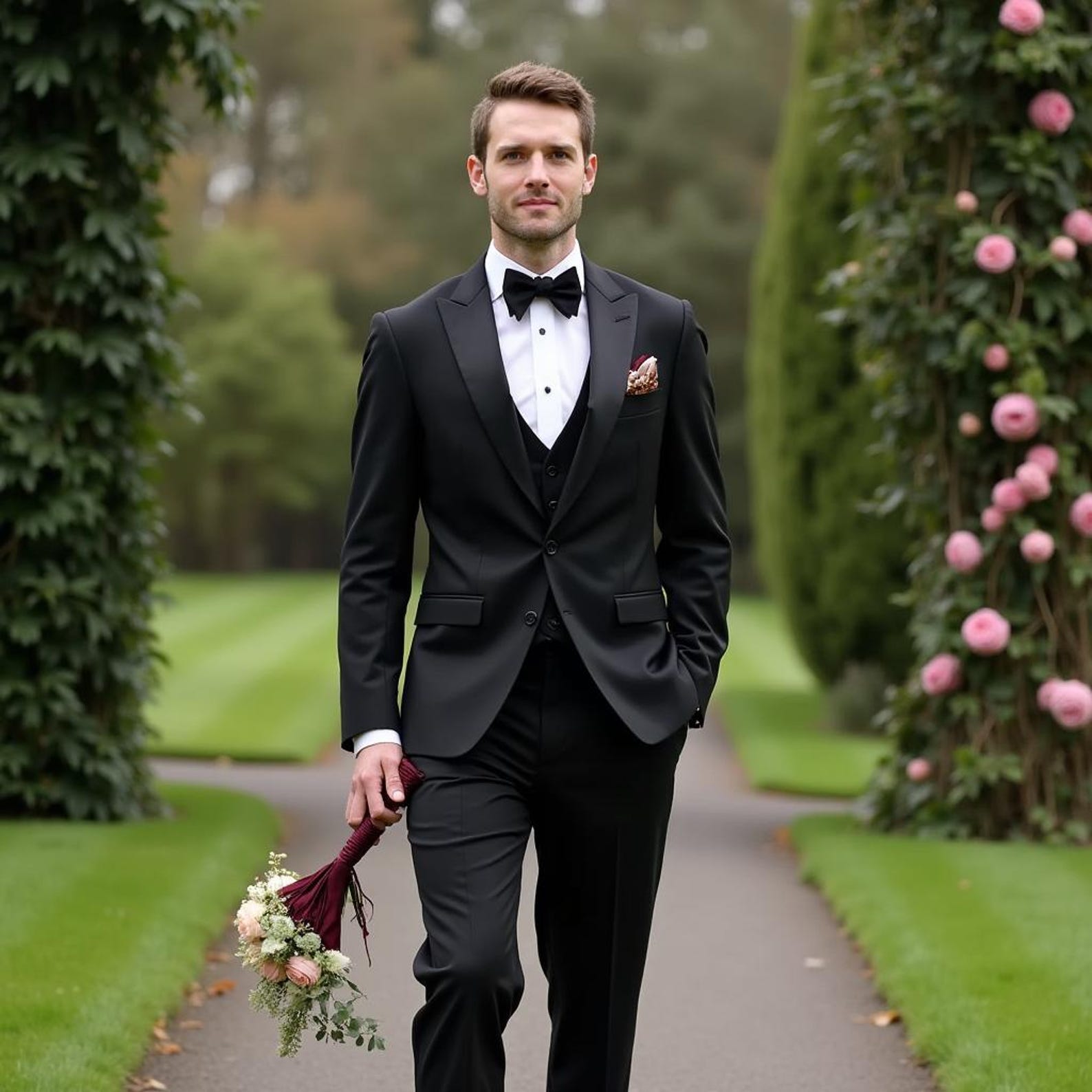 20382 Black 3 Piece Tuxedo Groom Suit