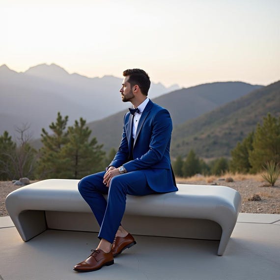 Costume de smoking bleu cobalt royal pour homme Tenue